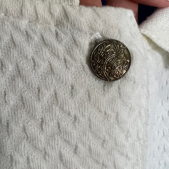 Vintage Koret 80s 90s Cottagecore Embroidered Blue and white collared sweater - Picture 7 of 13